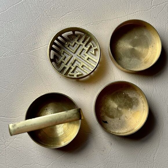 Vintage Brass Incense Burner Tower Ash Stamp Stackable with Handle - Picture 8 of 14